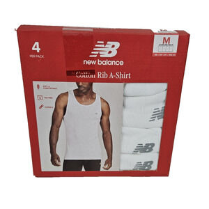 New Balance 4 pack Tanks Men's Size Medium White Ribbed Under Shirts Vests